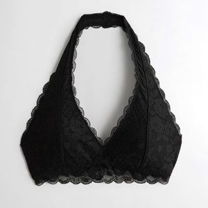 Lace halter bralette with removable pads